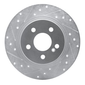 Mercedes-Benz C300 Brake Rotor (1) - Rear Left - R1 Concepts - Drilled & Slotted - Silver - `08-`15